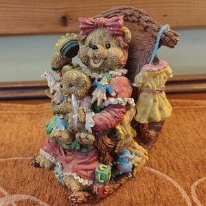 Vtg Bears Ceramic Rocking Chair Music Box Mother Baby Let Me Be Your Teddy Bear